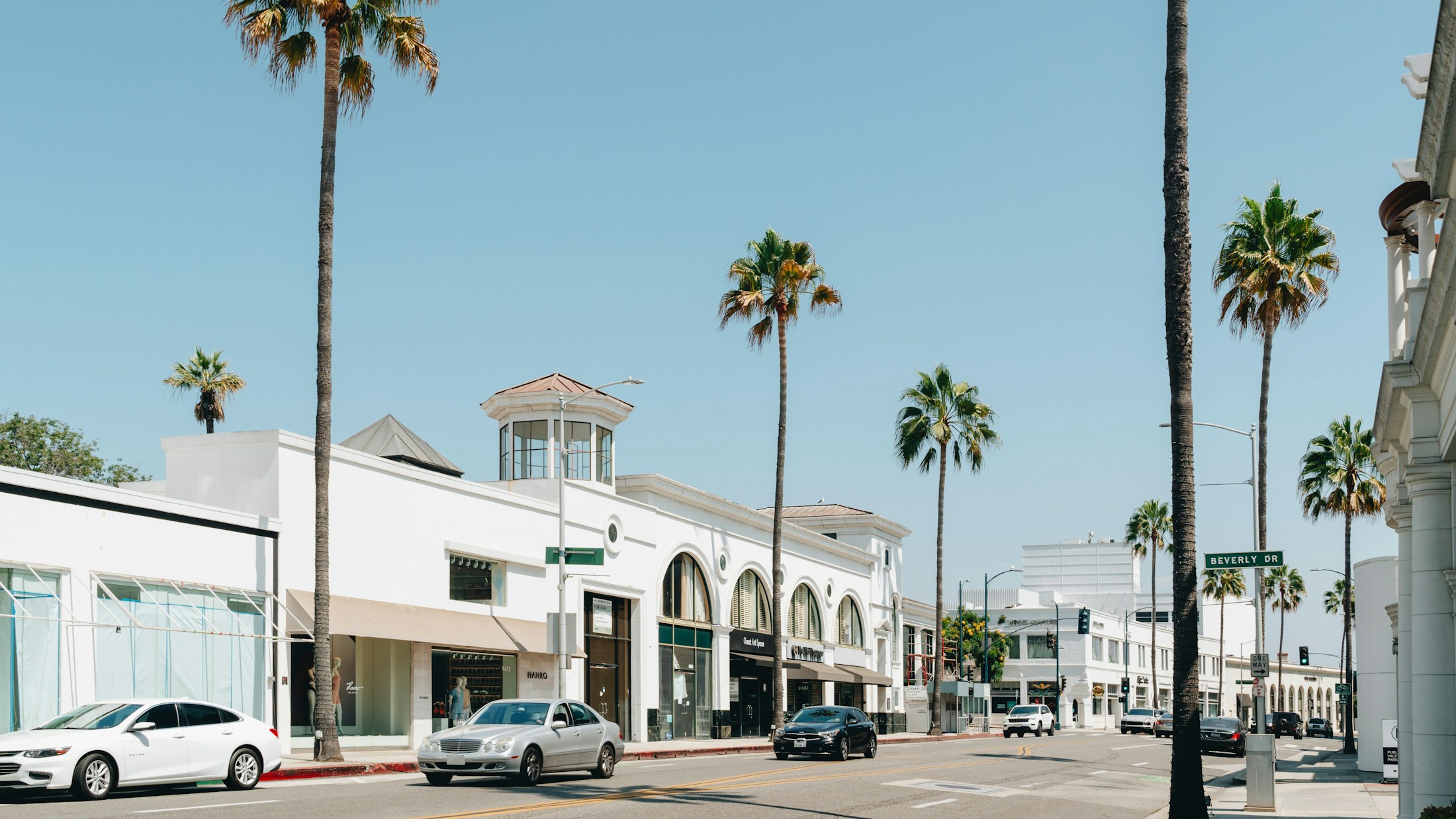 Palm-lined Beverly Drive in Beverly Hills, California